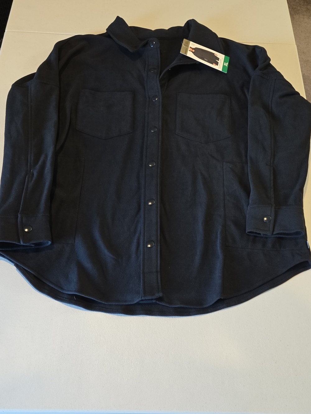 Mondetta Fleece Classic Black  Button-Front Shirt Jacket